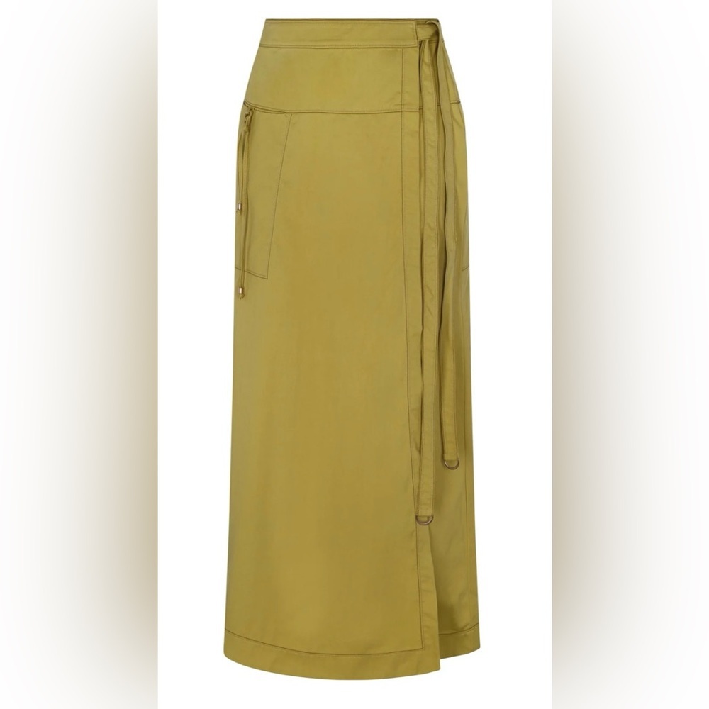 SITKA SEMSCH 100% Cotton Green Wrap Asymmetrical Long with Pockets Skirt Small